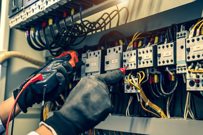 Electrical switches and wall outlets installed in an interior