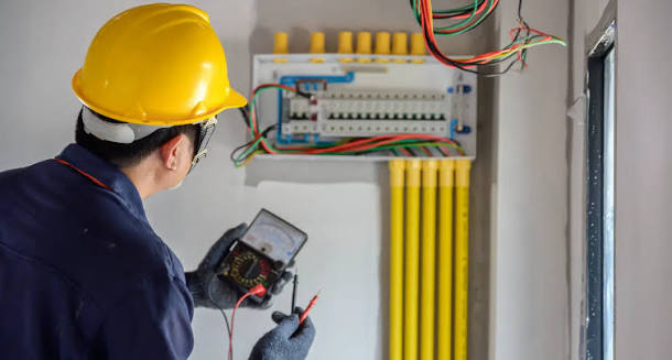 Neatly arranged electrical installation materials ready for scheduled service work