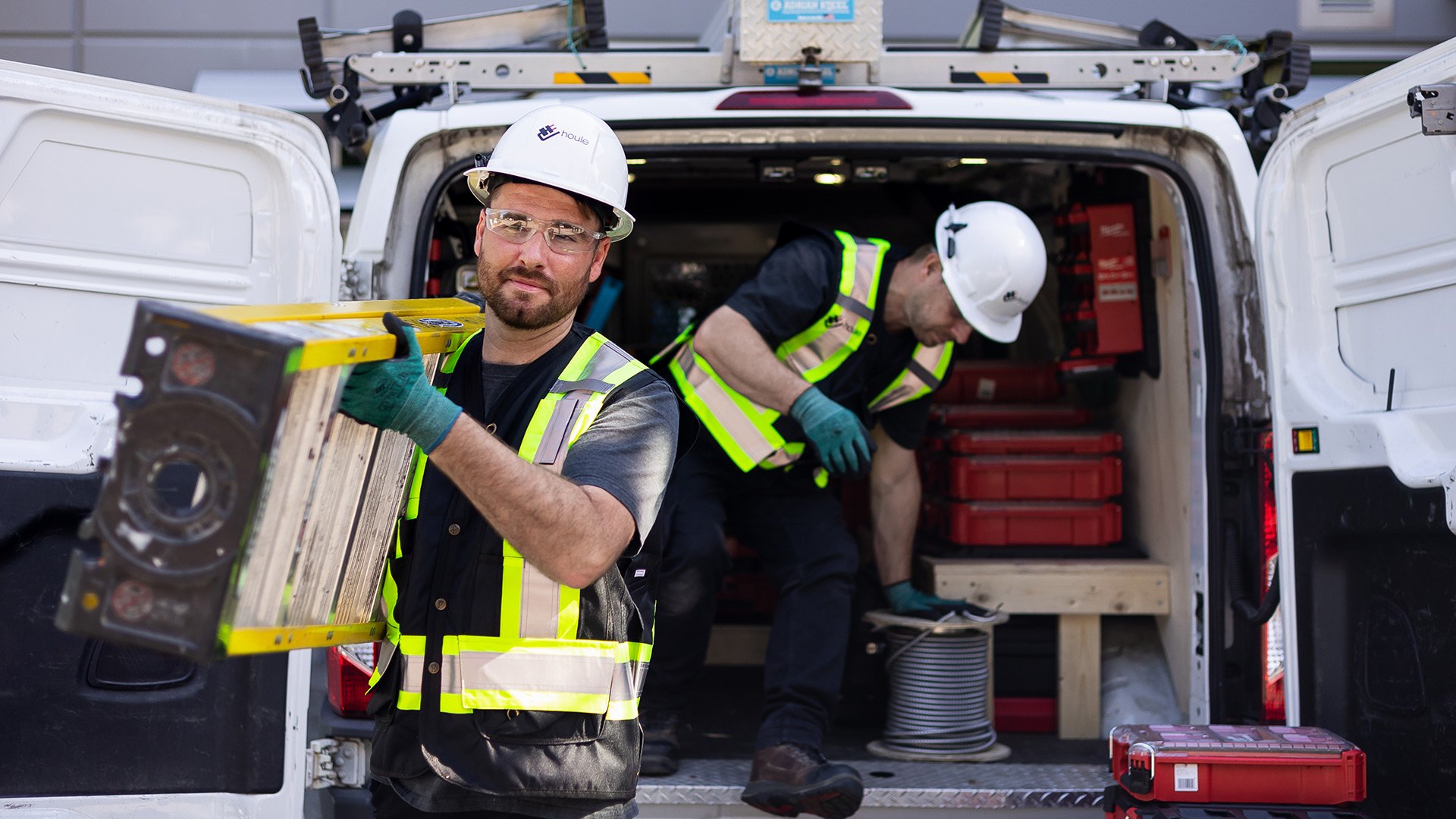 Electrician's work area prepared for an electrical inspection